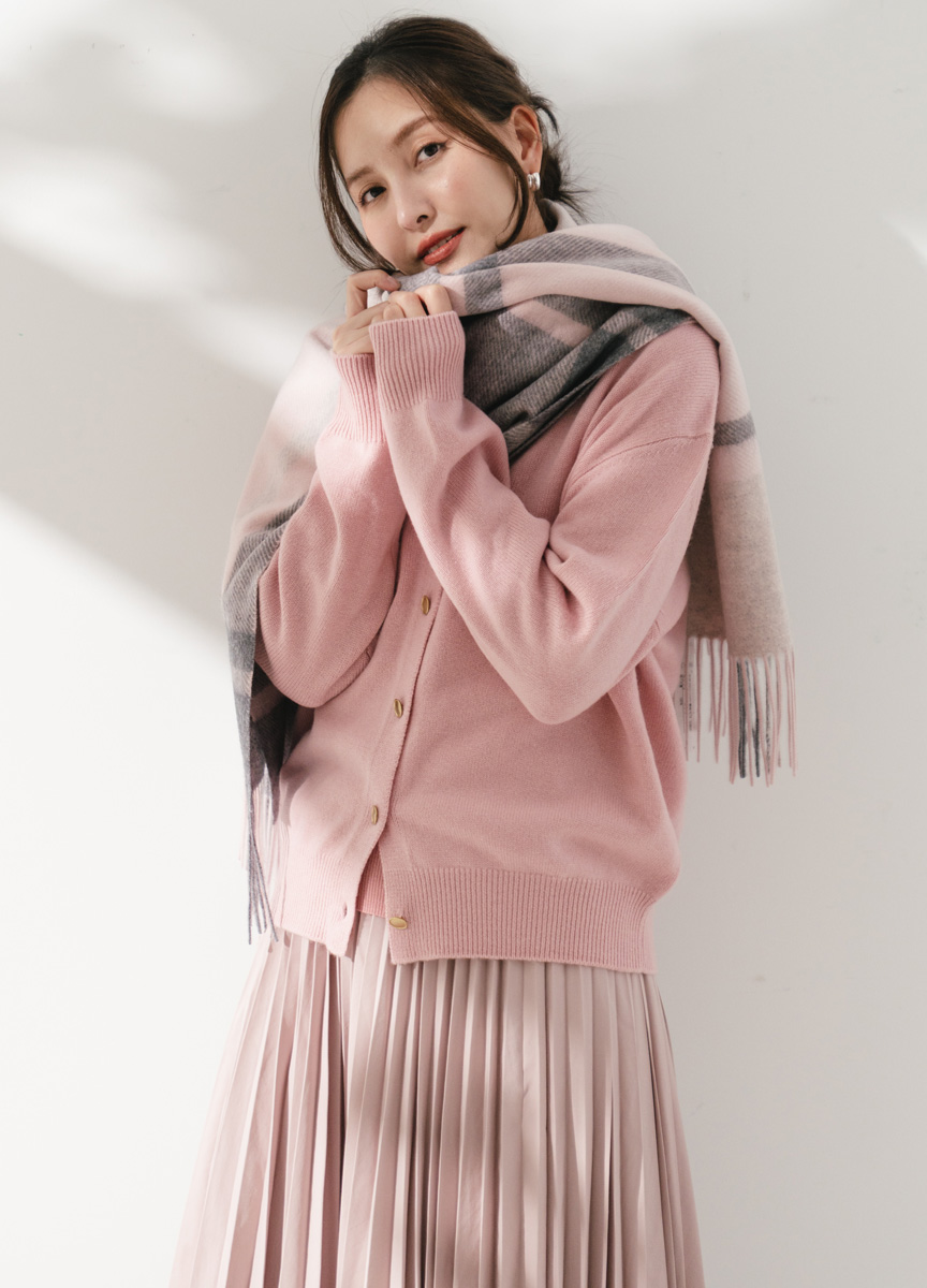 CASHMERE V領金釦針織外套